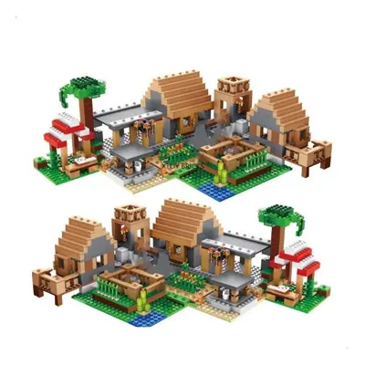 My World The Farm Cottage Village House Building Blocks with Figures Compatible DIY Bricks Toys