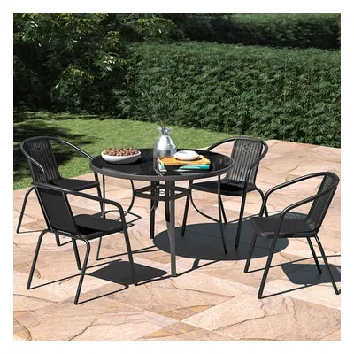 Garden Round Dining Table & Chairs Outdoor Bistro Patio Furniture Set of