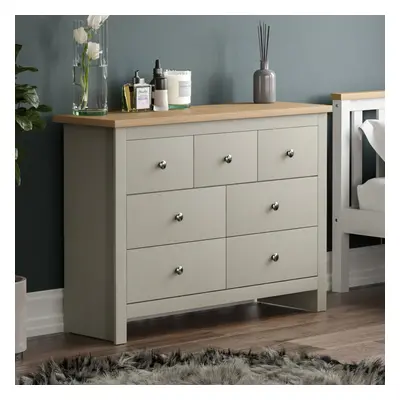 (Grey & Oak) Arlington 4+3 Drawer Chest Bedroom Storage Oak Top