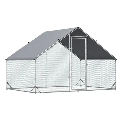 PawHut Walk In Chicken Run Large Galvanized Chicken Coop w/ Cover x x 2m