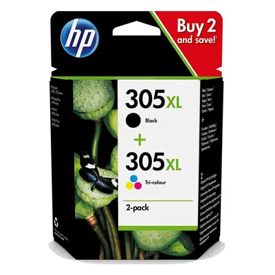 HP 6ZA94AE 305XL High Yield Original Ink Cartridges, Black/Tri-Colour, Multipack