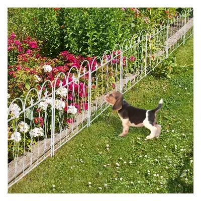 5pcs White Metal Garden Fencing Panel Animal Barrier Edge Wire Border