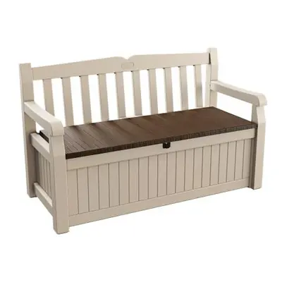 Keter Eden Bench Outdoor Storage Box Garden Furniture, Beige and Brown, x x cm