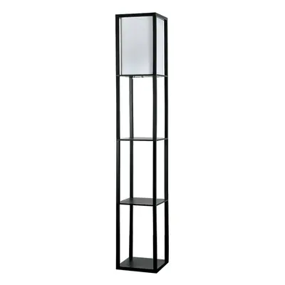 Struttura Wooden Shelves Floor Lamp Black Finish TC Shade