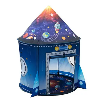 Rocket Ship Play Tent for Kids Boy Girl Pop Up Astronaut Spaceship Space Pretend House Toddler I