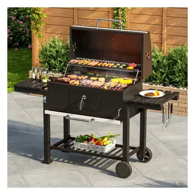 (138x48.5x108cm) BBQ Grills Stove Trolley Barbecue Cart Built in Thermometer with Wheels