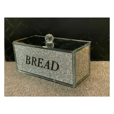 Sparkle Palace Silver Crushed Diamond Crystal Mirrored Bread Bin