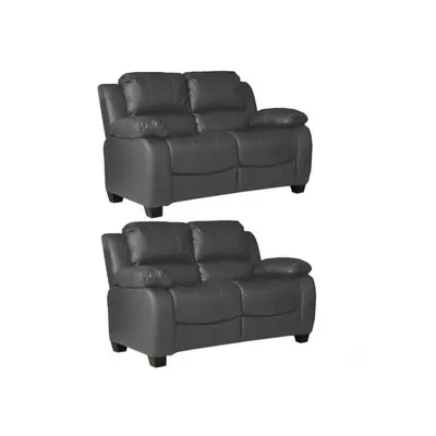 Valerie Grey Leather 2+2 Seater Sofa Set