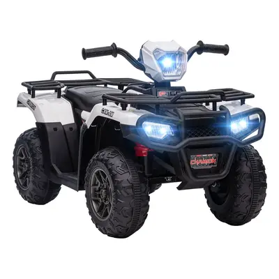 HOMCOM 12V Electric Quad Bike for Kids w/ LED Headlights, Music - White