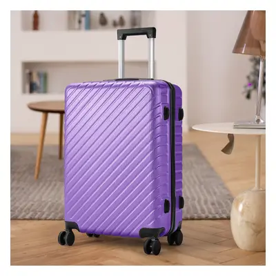 (Purple) Lightweight Hardside Travel Suitcase with Spinner Wheels, 24"