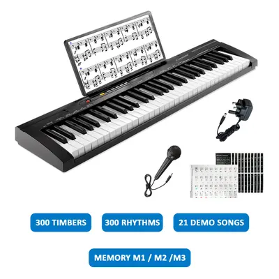 (Black) Keys Electric Keyboard Piano Digital Music Instrument includes Microphone