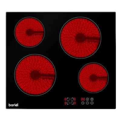 Baridi 60cm Built-In Ceramic Hob with Cooking Zones, Black Glass - DH131