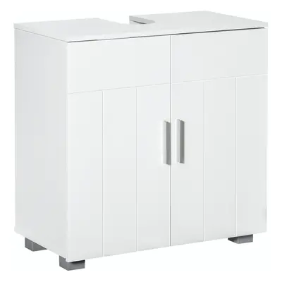 kleankin Bathroom Pedestal Under Sink Cabinet with Adjustable Shelf, White