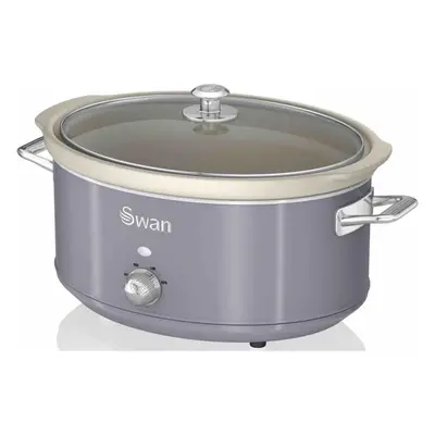 (Swan 6.5L Slow Cooker Retro Grey) Swan SF17031GRN Retro Slow Cooker with Temperature Settings, 