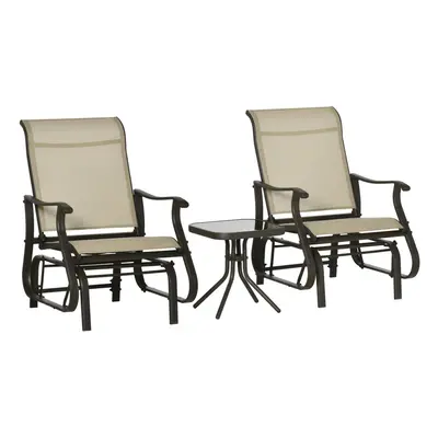 Outsunny 3PCS Outdoor Gliding Chairs w/ Table Set Patio Garden