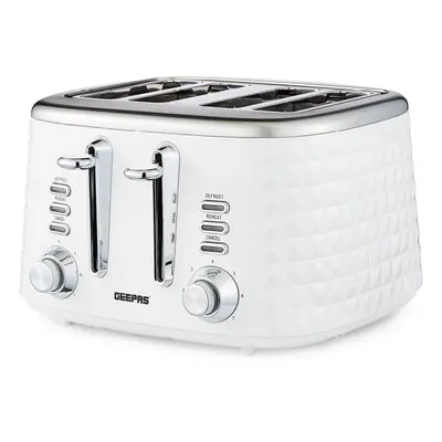 (White) Geepas Slice Bread Toaster Browning Control