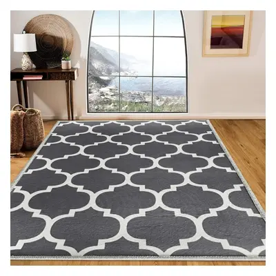 (160 x cm (5 ft in x ft in), Ava Grey) Non Slip Modern Rugs Living Room Area Rugs Runner & Door 