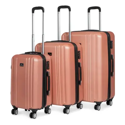 3 Piece Lightweight Luggage Suitcase Trolley Set ABS TSA Lock Rose Gold - DL125