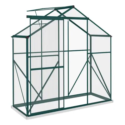 Outsunny x 2.5ft Polycarbonate Greenhouse Aluminium Green House, Green