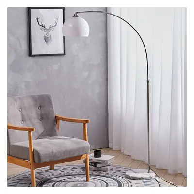 (White, 145-220cm) Modern Arched Floor Lamp Reading Light Marble Base