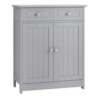 kleankin Bathroom Floor Storage Cabinet with Drawers Door, Grey