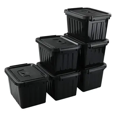 Uumitty Quart Small Plastic Storage Box with Lid, Black, Packs