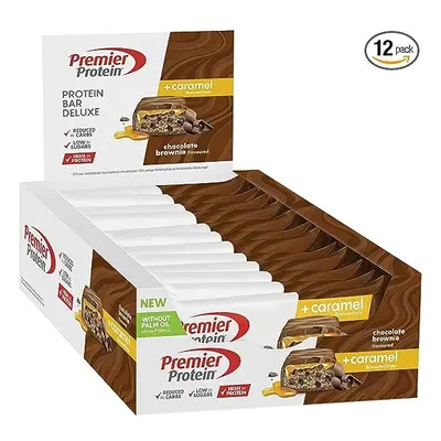 Premier Protein Bar Deluxe Chocolate Brownie 12x50g - High Protein Low Sugar + Carbohydrate Redu