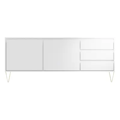 White Sideboard Cupboard With Doors, Drawers Living Room Furniture