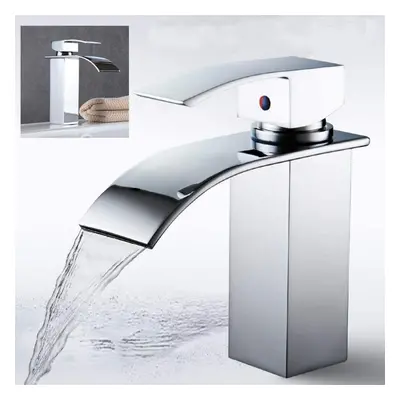 Basin Mixer Tap Chrome Small Square Sink Mono Waterfall Bathroom Hot&Cold Faucet