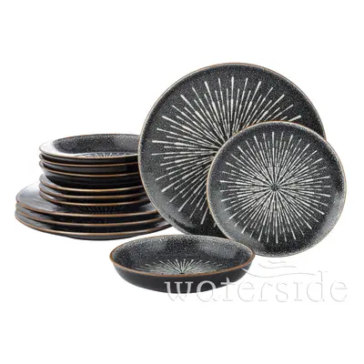 12pc Starburst Reactive Glaze Dinner Set