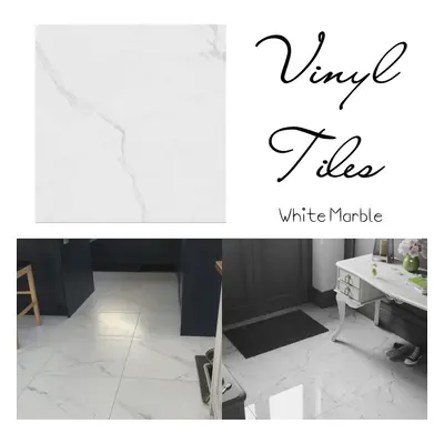 (Pack of 80) Vinyl Self Adhesive Tiles White Effect Floor