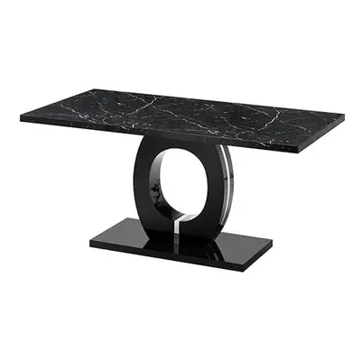 Halo High Gloss Dining Table In Milano Marble Effect