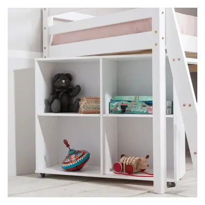 Cube Shelving Storage Unit with Wheels in White