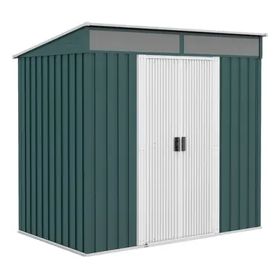 Outsunny 6.5x4FT Garden Shed Lockable Metal Tool Shed Green