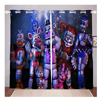 DDONVG Five Nights at Freddy's Blackout Curtain Set for Bedroom, 3D Print Anime Curtains for Chi