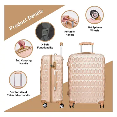 (24'' ROSE GOLD) Medium Suitcase Hard Shell Trolley Wheel spinner