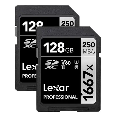 Lexar Professional 1667x 128gB (2-Pack) SDXc UHS-II cards Up To 250MBs Read for Professional Pho