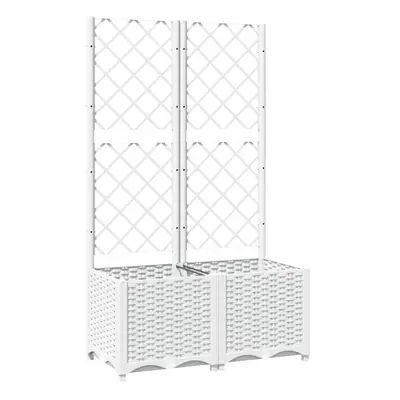 (white, x x cm) vidaXL Garden Planter with Trellis PP Outdoor Raised Bed Flower Pot Planter