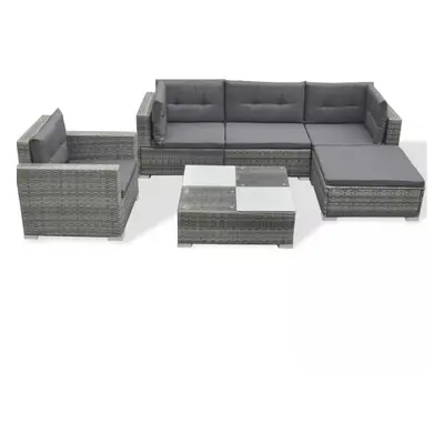 6pc vidaXL Rattan Garden Sofa Set | Seater Outdoor Rattan Furniture Set