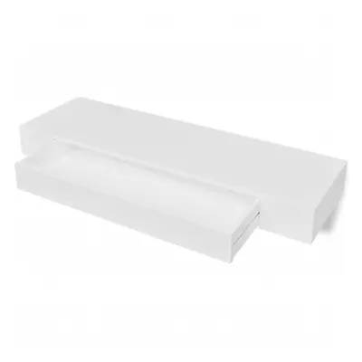 vidaXL Floating Wall Display Shelf Drawer Book/DVD Storage White MDF cm