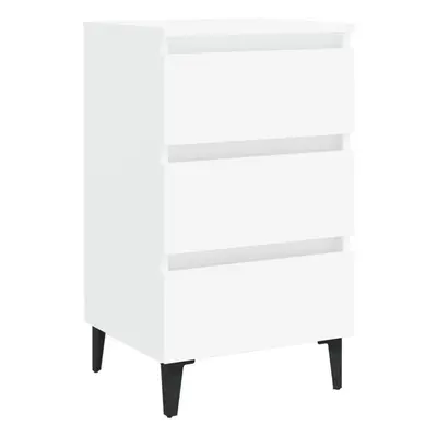 vidaXL Bed Cabinet with Metal Legs White Nightstand Bedroom Side Table Cabinet