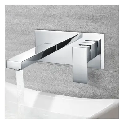 Wall Mounted Square Basin Mixer Tap Chrome