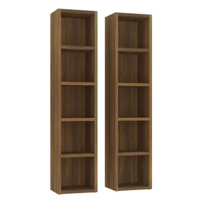 (Brown oak) vidaXL CD Cabinet Storage Oraniser Shelf Cabinet Display Shelf Engineered Wood