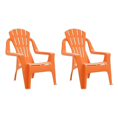 (orange) vidaXL Garden Chairs Patio Outdoor Chair pcs for Children PP Wooden Look