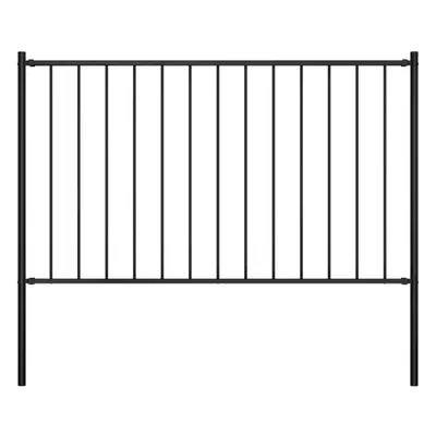 vidaXL Fence Panel with Posts Powder-coated Steel 1.7x0.75m Black Barrier