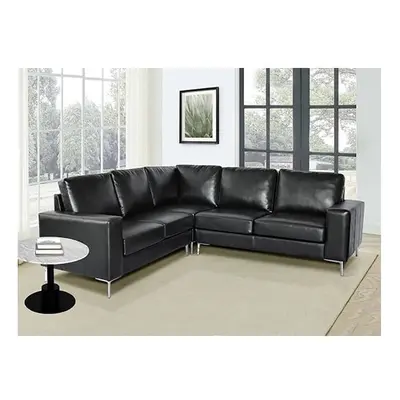 Baltic Faux Leather Corner Sofa In Black