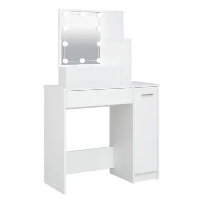 (White) vidaXL Dressing Table with LED Vanity Table Makeup Vanity Desk Cosmetic Table