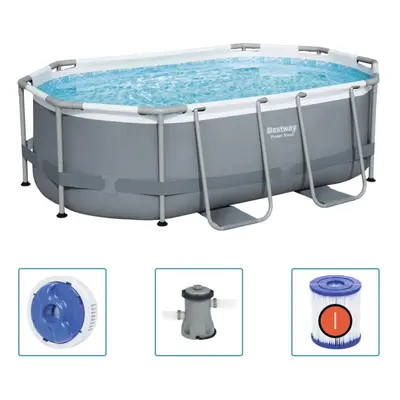 Bestway Power Steel Above Ground Pool Garden Swimming Pool Frame Pool Oval