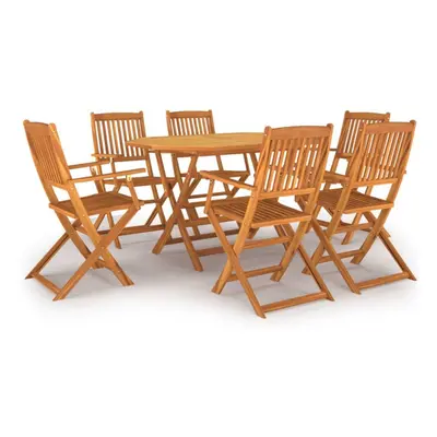 vidaXL Solid Wood Acacia Garden Dining Set Piece Dinner Table and Chair