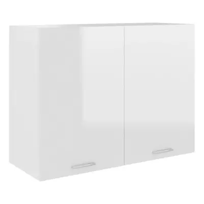 vidaXL Home Cabinet High Gloss White Engineered Wood Home Storage Organiser